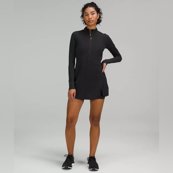 Lululemon Nulux Long-Sleeve Linerless Tennis Dress Size 6 Black - Picture 1 of 15
